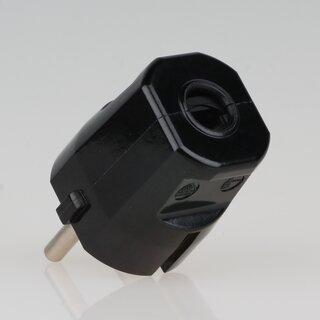 Schutzkontakt-Stecker schwarz &ndash; 250V/16A Bakelit-Optik &ndash; mit Schraubkontakten und Zugentlastung, Kaiser