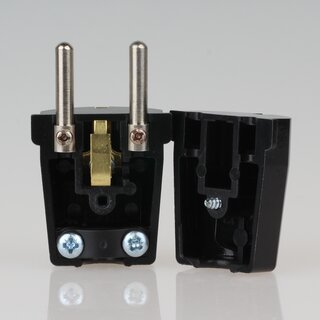 Schutzkontakt-Stecker schwarz &ndash; 250V/16A Bakelit-Optik &ndash; mit Schraubkontakten und Zugentlastung, Kaiser