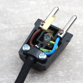Schutzkontakt-Stecker schwarz &ndash; 250V/16A Bakelit-Optik &ndash; mit Schraubkontakten und Zugentlastung, Kaiser