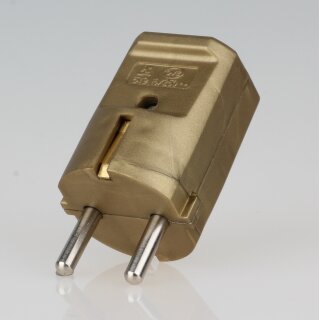 Schutzkontakt-Stecker gold – 250V/16A – mit Schraubkontakten und Zugentlastung, Kaiser