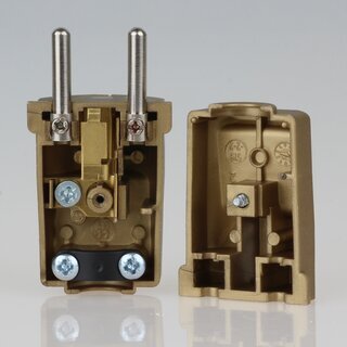 Schutzkontakt-Stecker gold &ndash; 250V/16A &ndash; mit Schraubkontakten und Zugentlastung, Kaiser