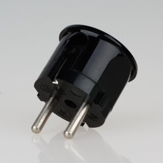 Schutzkontakt-Stecker Winkelstecker schwarz – 250V/16A – mit Schraubkontakten und Zugentlastung, Kaiser