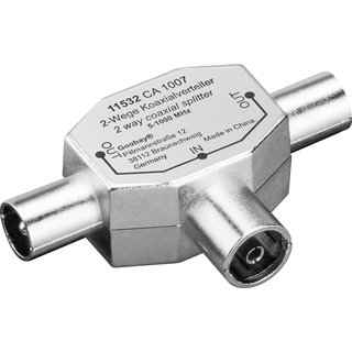 T-Adapter TV-Splitter Metall 2x IEC auf Koax-Stecker