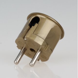 Schutzkontakt-Stecker Winkelstecker gold – 250V/16A – mit Schraubkontakten und Zugentlastung, Kaiser