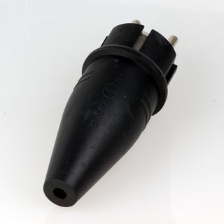 PVC Schutzkontakt-Stecker Gummistecker schwarz 250V/16A spritzwassergeschtzt IP44