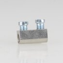 Stahlseil-Halter / Drahtseilhalter – Lüsterklemmeneinsatz 5×10 mm, vernickelt, mit Schrauben