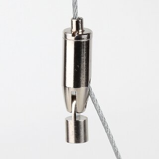 M5x4 mm Innengewinde Messing Seilstopper mit seitlichem Ausgang und Gelenk, vernickelt, 9x32 mm