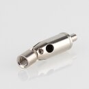 M5x4 mm Innengewinde Messing Seilstopper mit seitlichem Ausgang und Gelenk, vernickelt, 9x32 mm