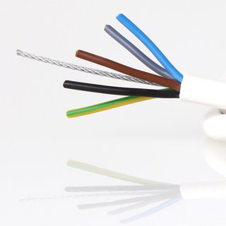 PVC Lampenkabel Rundkabel weiß 5-adrig 5x0,75mm² mit Stahlseil
