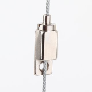 Messing Seilstopper 4-Kant 9x9x25 mm mit seitlicher Befestigungsbohrung 3 mm, vernickelt