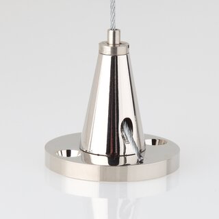 Messing Seilstopper mit seitlichem Ausgang, konisch, Deckenbefestigung, vernickelt,  20 mm