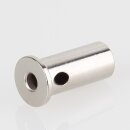 M10x1 Innengewinde Messing Deckenhalter zylindrisch mit seitlichem Ausgang 4 mm, vernickelt, 16x29 mm