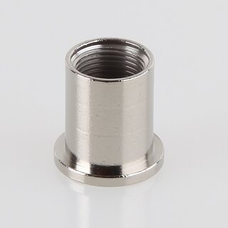 M13x1 Innengewinde Messing Deckenhalter zylindrisch mit 6,2 mm Befestigungsbohrung, vernickelt,  16 mm