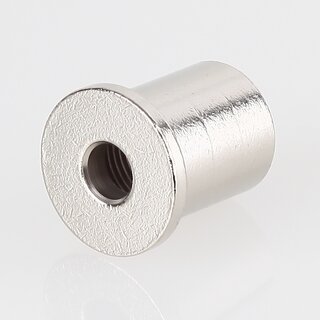M13x1 Innengewinde Messing Deckenhalter zylindrisch mit 6,2 mm Befestigungsbohrung, vernickelt,  16 mm