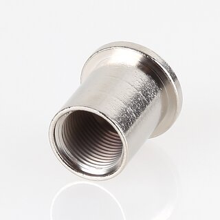 M13x1 Innengewinde Messing Deckenhalter zylindrisch mit 6,2 mm Befestigungsbohrung, vernickelt,  16 mm