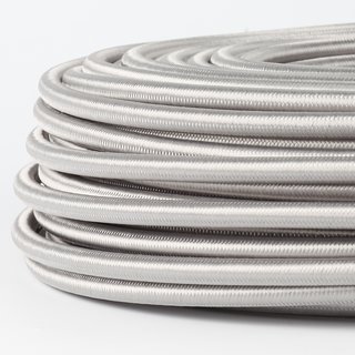 Textilkabel silber 5-adrig 5x0,75 mm mit Stahlseil als Zugentlastung