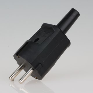 Schutzkontakt-Stecker schwarz 250V/16A mit Knickschutztuelle schlagfestes Thermoplast
