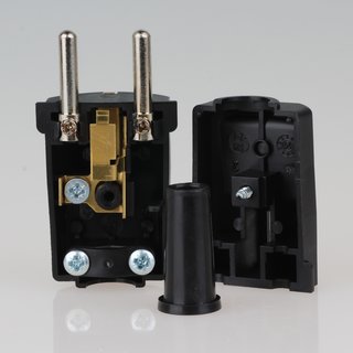 Schutzkontakt-Stecker schwarz 250V/16A mit Knickschutztuelle schlagfestes Thermoplast