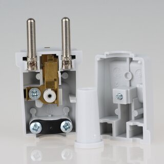 Schutzkontakt-Stecker grau mit Knickschutztlle &ndash; 250V/16A &ndash; aus schlagfestem Thermoplast, Kaiser