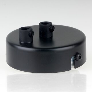 Lampen Zier-Baldachin Metall schwarz Ø 80 mm für 2 Lampenpendel mit Zugentlaster