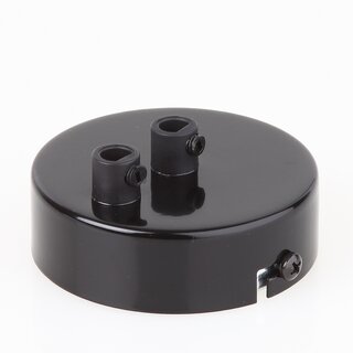 Lampen Zier-Baldachin Metall schwarz  80 mm fr 2 Lampenpendel mit Zugentlaster
