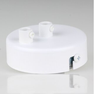 Lampen Zier-Baldachin Metall weiß Ø 80 mm für 2 Lampenpendel mit Zugentlaster