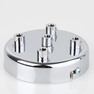 Lampen Zier-Baldachin Metall verchromt  100 mm fr 5 Lampenpendel mit Metall-Zugentlaster
