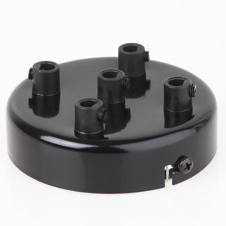 Lampen  Zier-Baldachin Metall schwarz  100 mm fr 5 Lampenpendel mit Metall-Zugentlaster