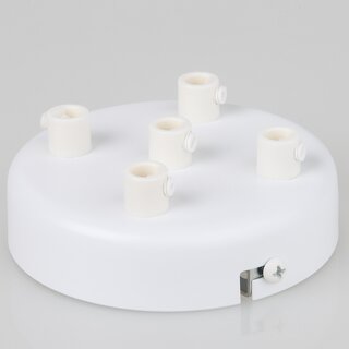 Lampen Zier-Baldachin Metall wei  100 mm fr 5 Lampenpendel mit Metall-Zugentlaster