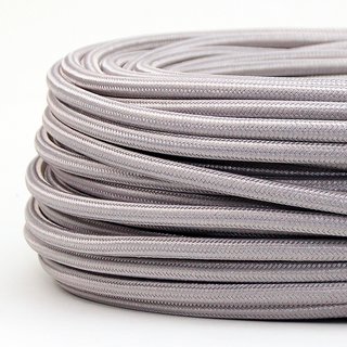 Textilkabel Stoffkabel silber 3-adrig 3x0,75 Gummischlauchleitung 3G 0,75 H03VV-F textilummantelt