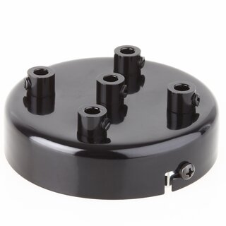 Lampen Zier-Baldachin Metall schwarz  100 mm fr 5 Lampenpendel mit Metall-Zugentlaster