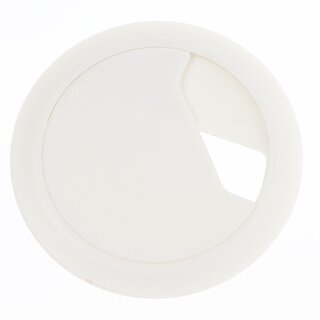 Kabeldurchfhrung fr Tisch & Arbeitsplatten |  59 mm | Kunststoff wei | Mit drehbarer ffnung | Heidemann
