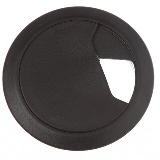 Kabeldurchfhrung fr Tisch & Arbeitsplatten |  59 mm | Kunststoff schwarz | Mit drehbarer ffnung | Heidemann