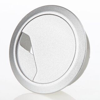 Kabeldurchfhrung fr Tisch & Arbeitsplatten |  59 mm | Kunststoff silber | Mit drehbarer ffnung | Heidemann