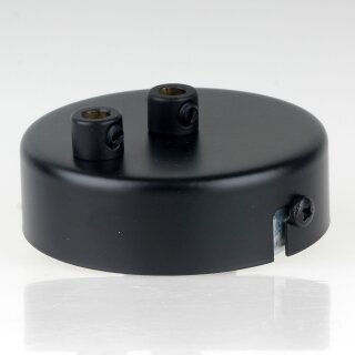 Lampen Zier-Baldachin Metall schwarz Ø 80 mm für 2 Lampenpendel mit Metall-Zugentlaster