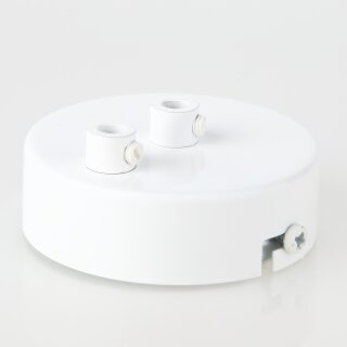 Lampen Zier-Baldachin Metall weiß Ø 80 mm für 2 Lampenpendel mit Metall-Zugentlaster