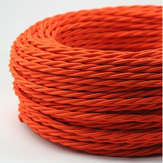 Textilkabel orange 3 adrig 3x0,75 gedreht doppelt isoliert