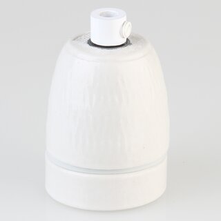 E27 Premium Porzellan Lampenfassung mit Metall-Zugentlaster wei lackiert 250V/4A M10x1 IG