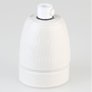 E27 Premium Porzellanfassung glasiert mit Metall Zugentlaster weiss lackiert 250V/4A M10x1 IG
