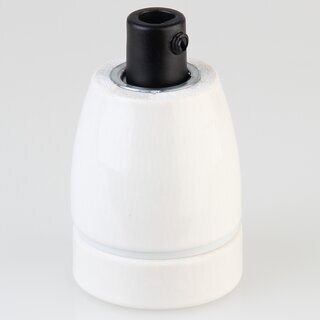 E27 Premium Porzellan Lampenfassung mit Kunststoff-Zugentlaster schwarz 250V/4A M13x1 IG