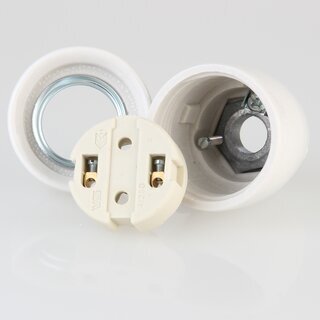 E27 Premium Porzellan Lampenfassung mit Kunststoff-Zugentlaster schwarz 250V/4A M13x1 IG