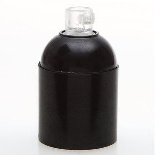 E27 Bakelit Fassung schwarz Glattmantel mit Zugentlaster Kunststoff transparent
