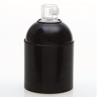 E27 Bakelit Fassung schwarz Glattmantel mit Zugentlaster Kunststoff transparent