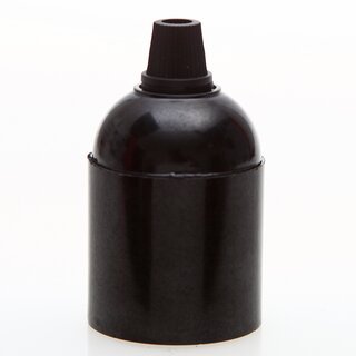E27 Bakelit Glattmantel Lampenfassung schwarz mit Zugentlaster Quetschverbindung Kunststoff schwarz