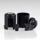 E27 Glattmantel Lampenfassung schwarz mit Wippschalter und Zugentlastung Kunststoff schwarz