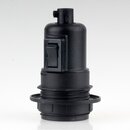 E27 Lampenfassung schwarz mit Teilgewindemantel,...