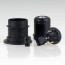 E27 Lampenfassung schwarz mit Teilgewindemantel, Wippschalter und Zugentlastung Kunststoff schwarz