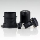 E27 Lampenfassung schwarz mit Teilgewindemantel, Wippschalter und Zugentlastung Kunststoff schwarz