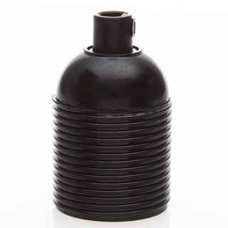 E27 Bakelit Lampenfassung schwarz mit Auengewinde und Zugentlaster Kunststoff schwarz