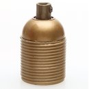 E27 Bakelit Fassung gold mit Auengewinde Zugentlaster...